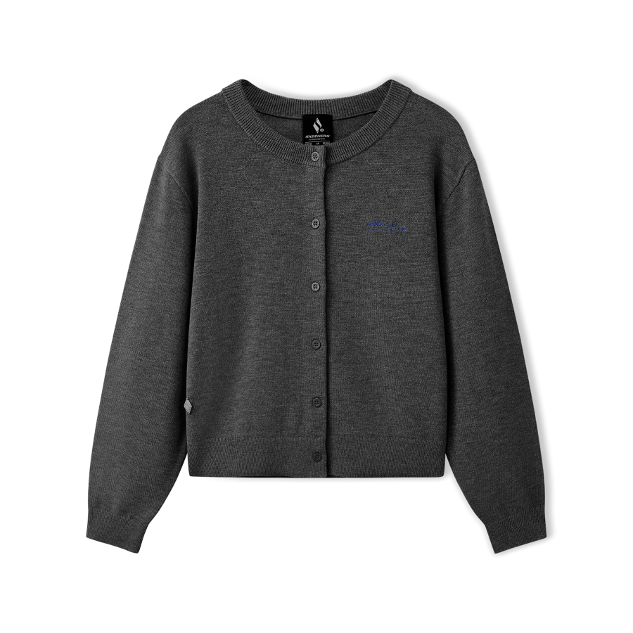 Skechers Knitwear Women's Dark Carbon Gray/06AM Crew Neck Moderate Cardigan