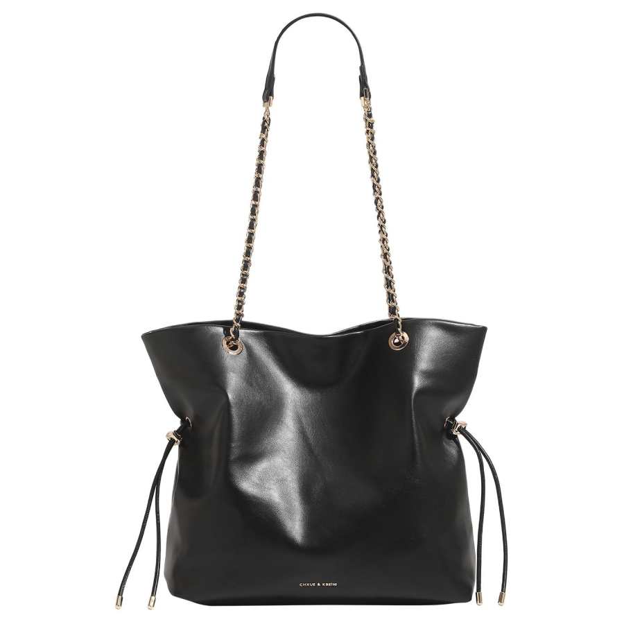 PAYOT Synthetic Leather Tote Bag, Shoulder Bag Women's Black/White