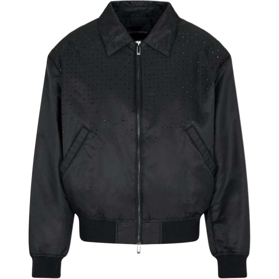 Emporio Armani Clubwear satin bomber jacket with rhinestones