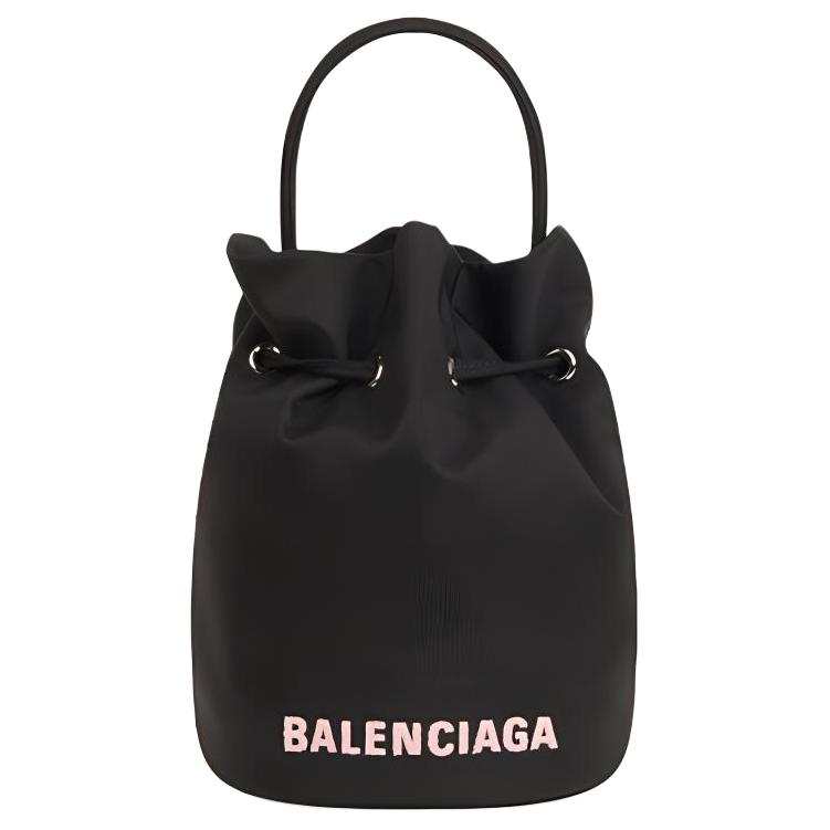Balenciaga WHEEL Nylon Bucket Bag, Handbag, Shoulder Bag, Crossbody Bag Small Women's Black