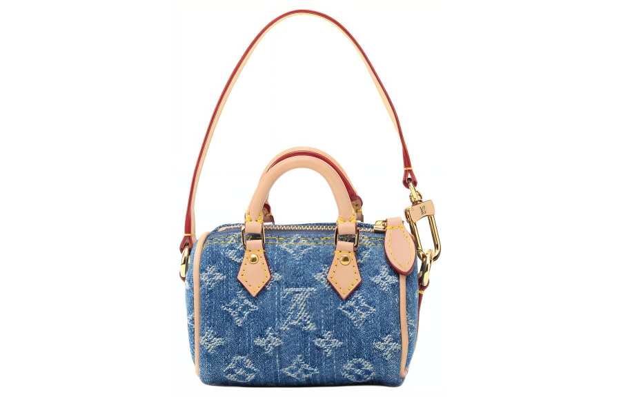 LOUIS VUITTON Speedy Denim Pillow Bag Bucket Bag Handbag Extra Mini Women's Light Pink & Blue