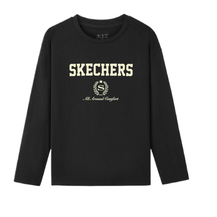 Skechers T Shirts Unisex Carbon Black 0018 Crew Neck Moderate