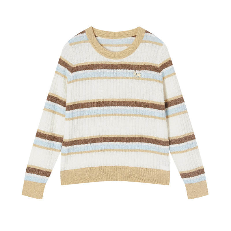 XIANGYING Knitwear Women's Transparent Yellow Crew Neck Thickened