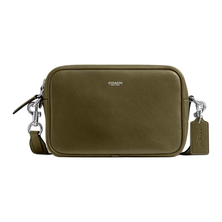 COACH Cow Leather Camera Bag, Shoulder Bag, Crossbody Bag Medium Unisex Olive Green