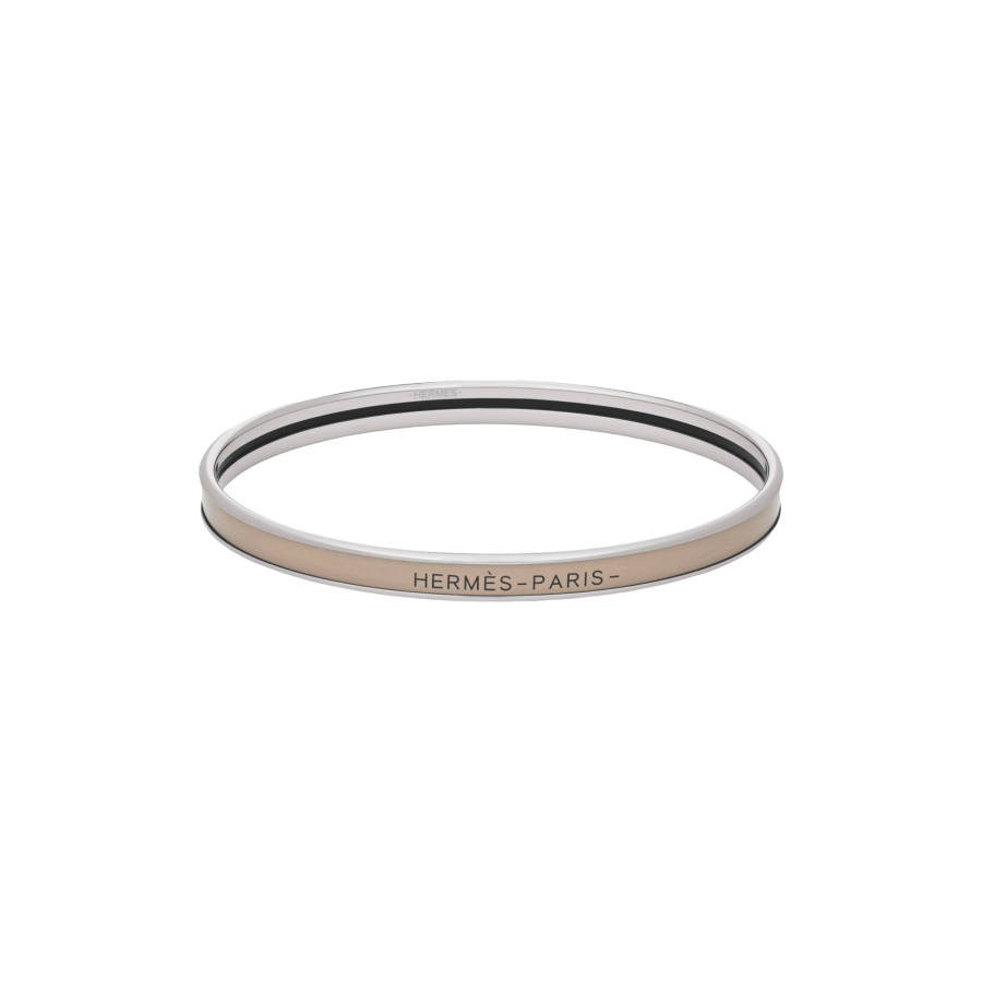 HERMES HERMES Uni Enamel Palladium Plated Bangles Unisex Brown