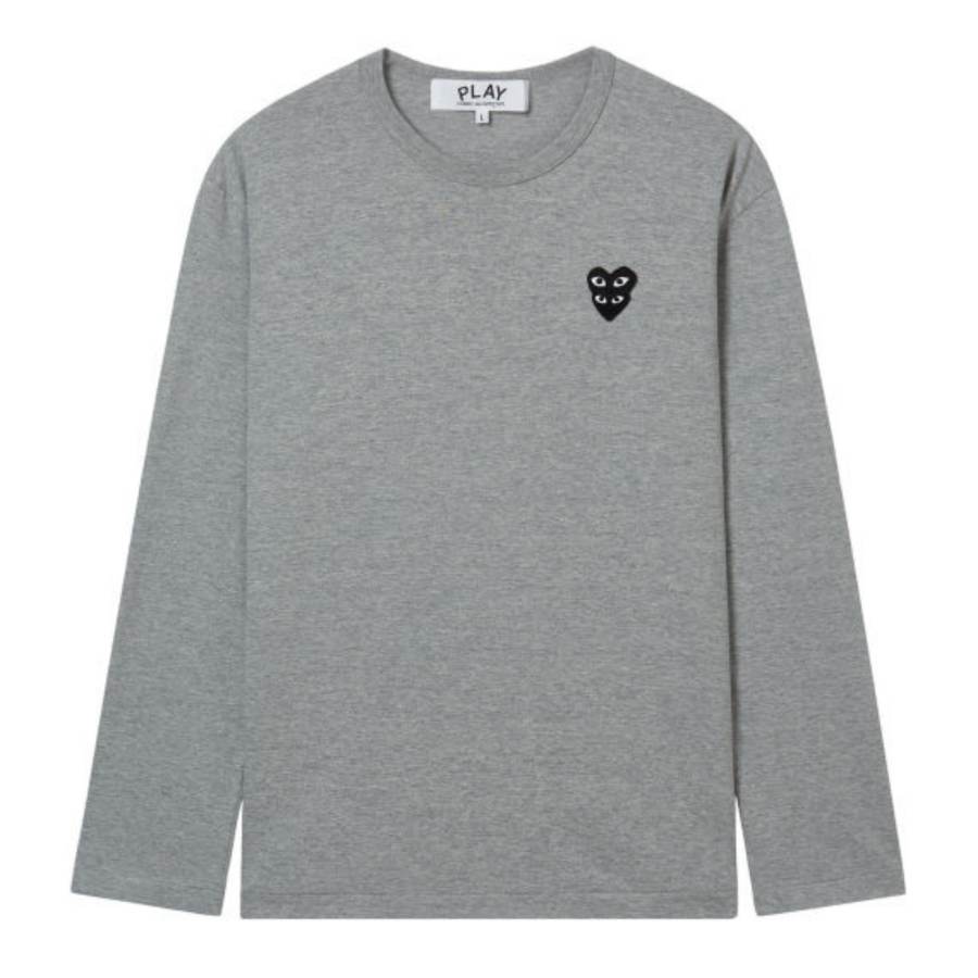 CDG Play T Shirts Unisex Gray Crew Neck Moderate
