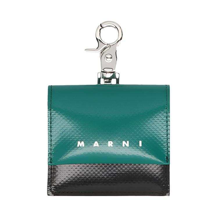 MARNI Polyester Coin Purse Protective Cover With Earphone Case Men's Green/Black