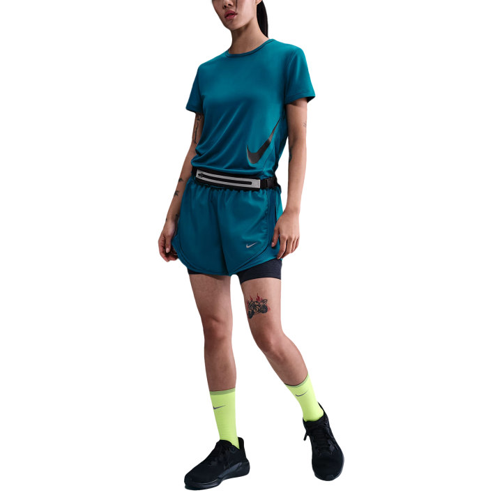 Nike Nike Dri Fit T Shirts Women's Green Abyss/Black Crew Neck Moderate