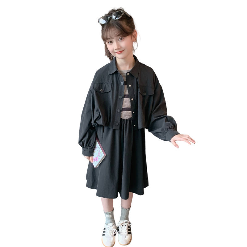 PROTECTCAMEL PROTECTCAMEL Kids Two Piece Skirt Sets Lapel Moderate Mid Length