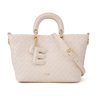 ELLE Synthetic Leather Tote One Shoulder Handbag Regular Women's White/Tan/Black