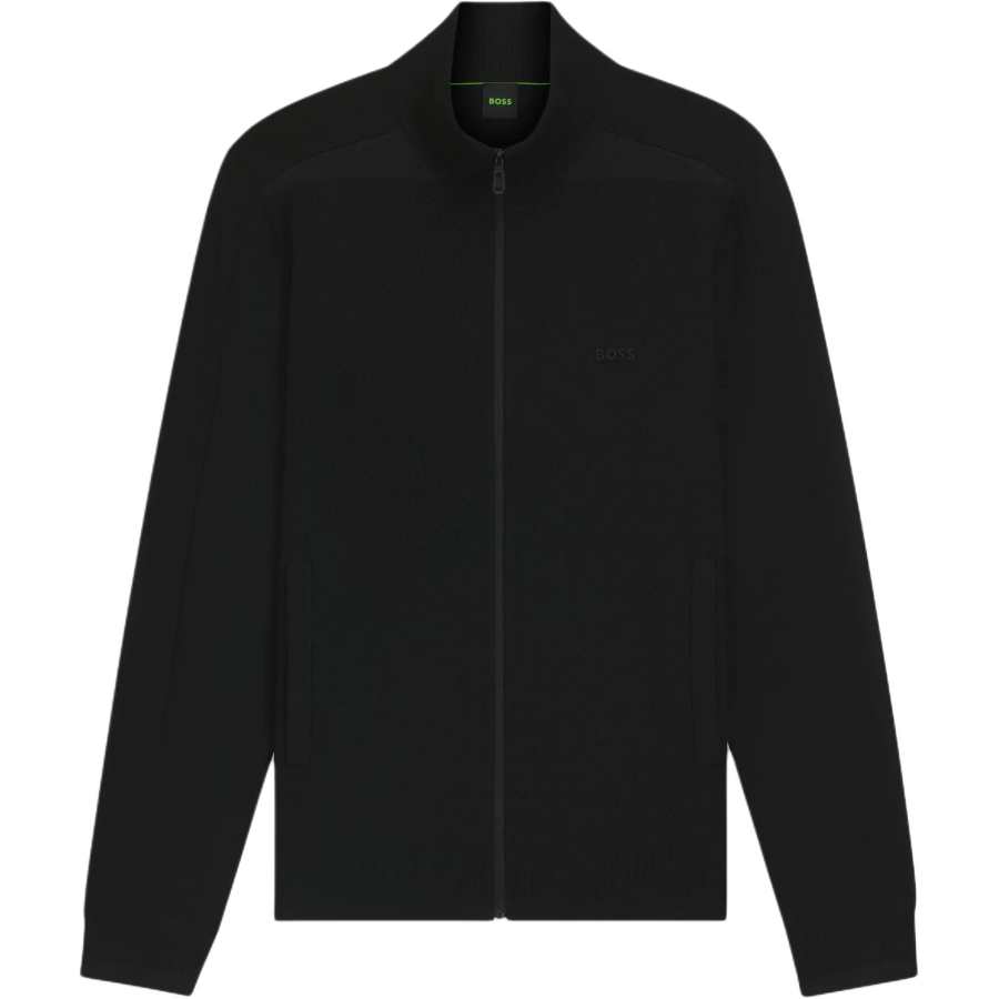 HUGO BOSS Knitwear Men's Black Stand Collar Moderate Cardigan