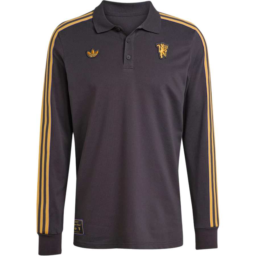 Adidas Originals Manchester United Terrace Icons Long Sleeve Polo Shirt