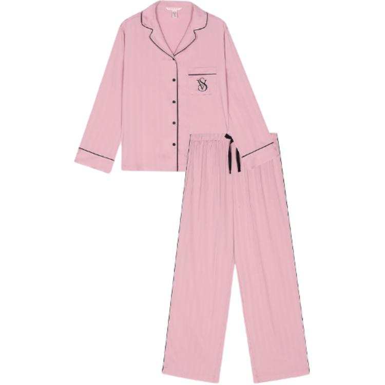 Victoria's Secret Pajama Set Lightweight Smooth And Sleek Shiny Satin Women's Rose Purple