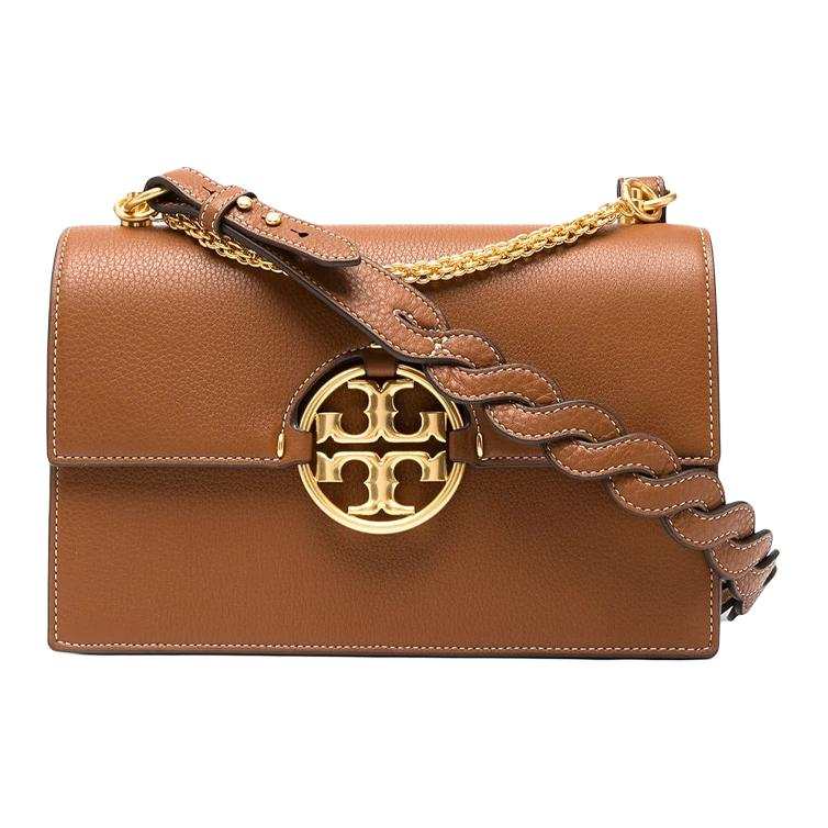 TORY BURCH Miller Grained Calfskin Trunk Bag, Handbag, Crossbody Bag, Shoulder Bag Women's Brown