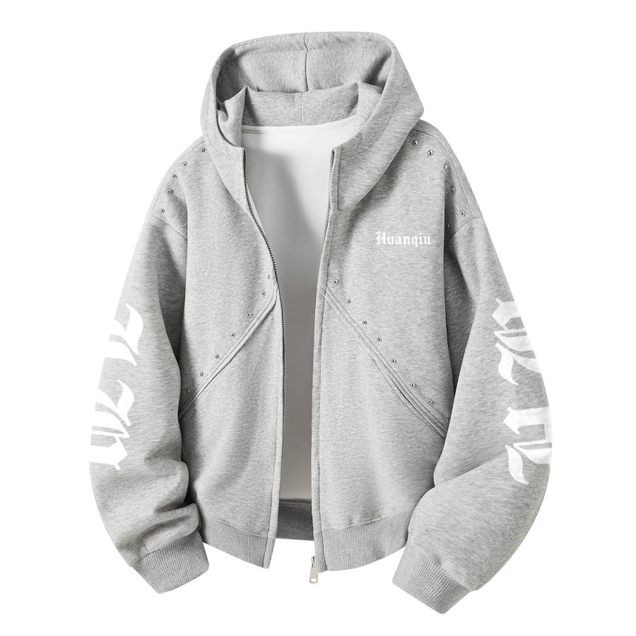 HUANQIU Sweatshirts Unisex Hooded Non Detachable Moderate Cardigan