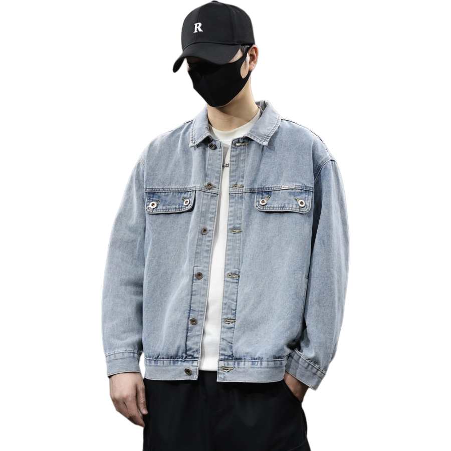 Tonlion Denim Jackets Unisex Vintage Blue Lapel Moderate