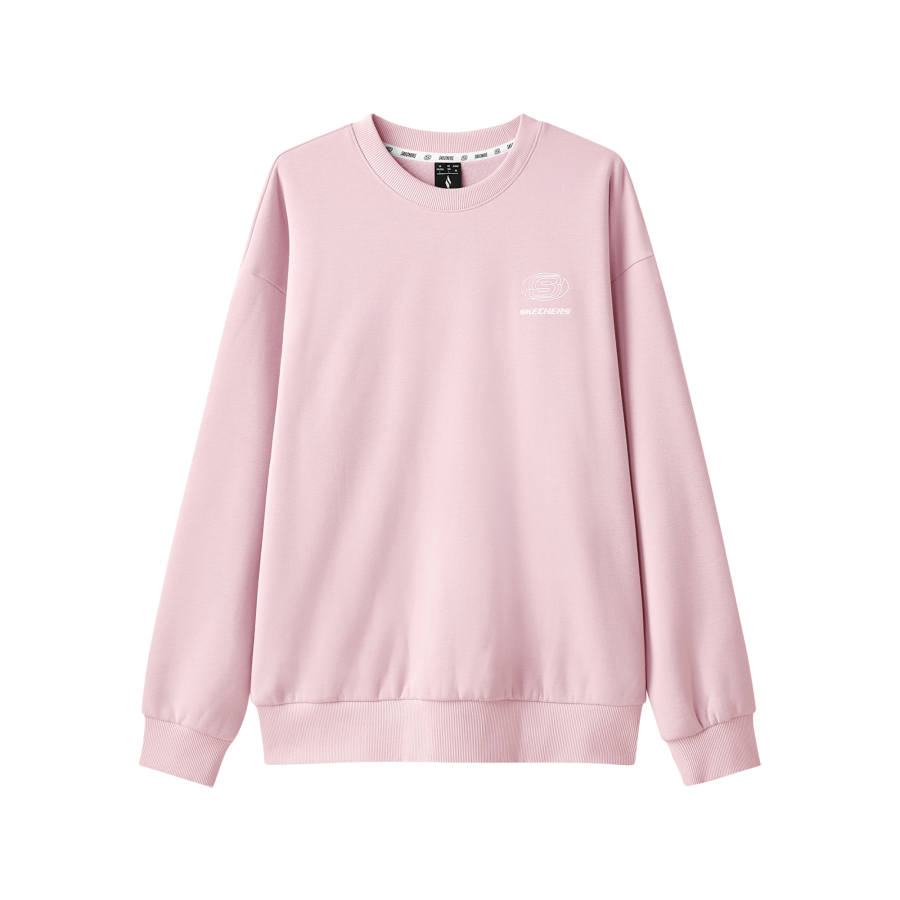 Skechers Fleece Lined Thermal Athleisure Commute Comfortable Loose Fit Skin Friendly Soft Brand Logo Crew Neck Pullover