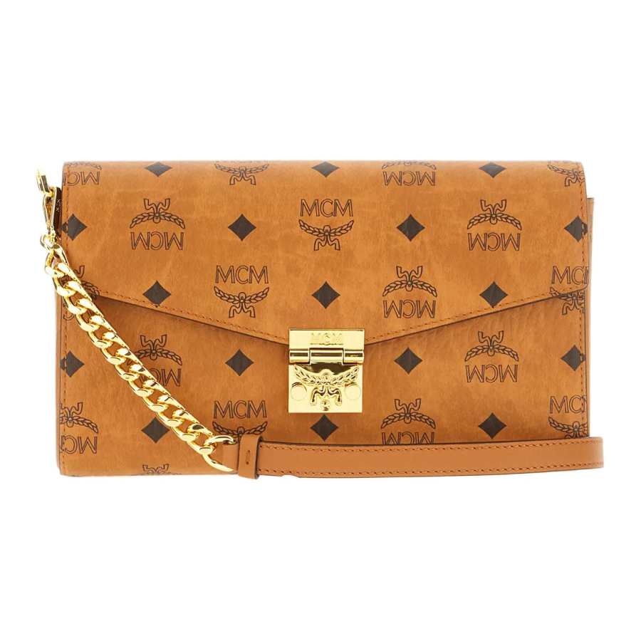 MCM Tracy PU Polyurethane Crossbody Bags Women's Brown