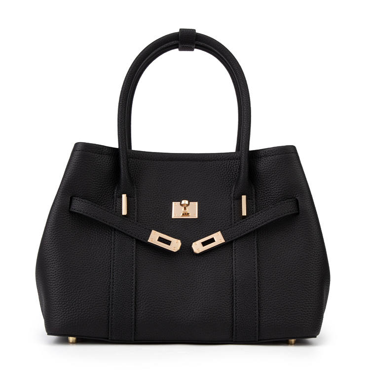 ELLE Top Grain Cow Leather Tote Handbag Regular Women's Black/Tan/White