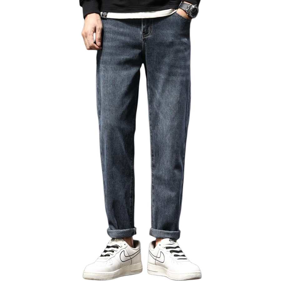 Tonlion Thickened And Fleece Lined Jeans Men's Blue Gray