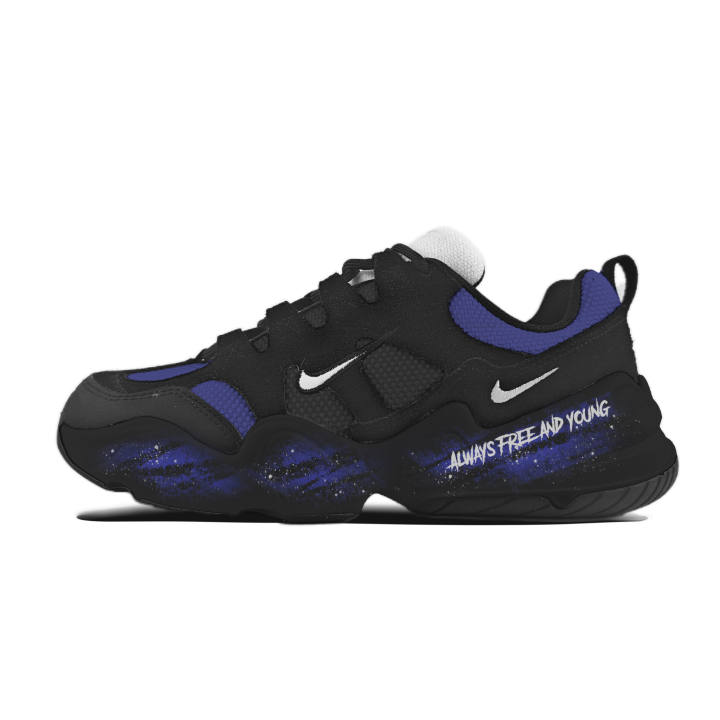 Nike Nike Tech Hera Ink Blue Graffiti Wear resistant And Lightweight Low top Casual Shoes Unisex Black