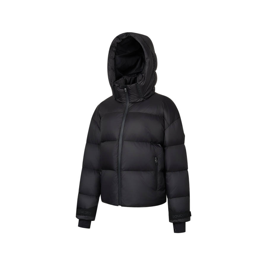 Saucony Down Jackets Women's Jet Black Detachable Hood, Stand Collar Moderate