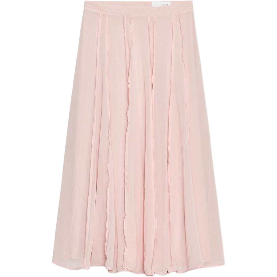 ZARA Casual Long Skirts Women's Light Pink Red Moderate Long Skirt