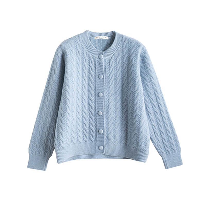Tonlion Knitwear Women's Light Aqua Blue Crew Neck Moderate