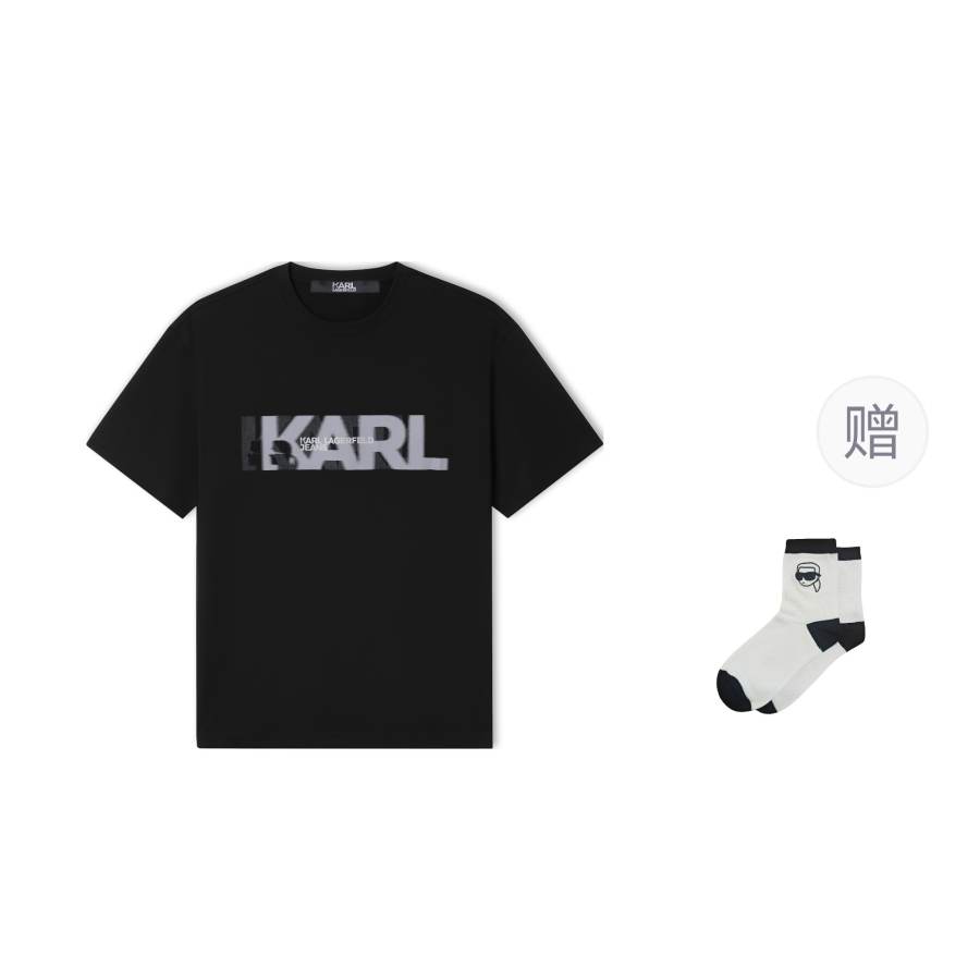 KARL LAGERFELD / Karl Lagerfeld Jeans T Shirt Unisex Black, Comes With Socks