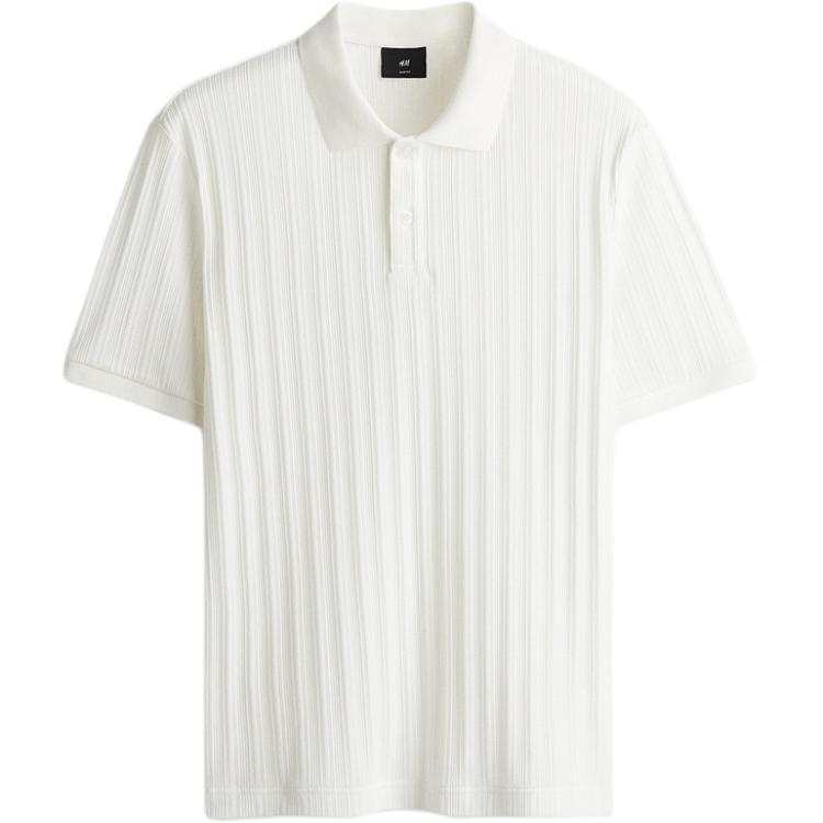H&M Polo Shirts Men's Cream Lapel Moderate