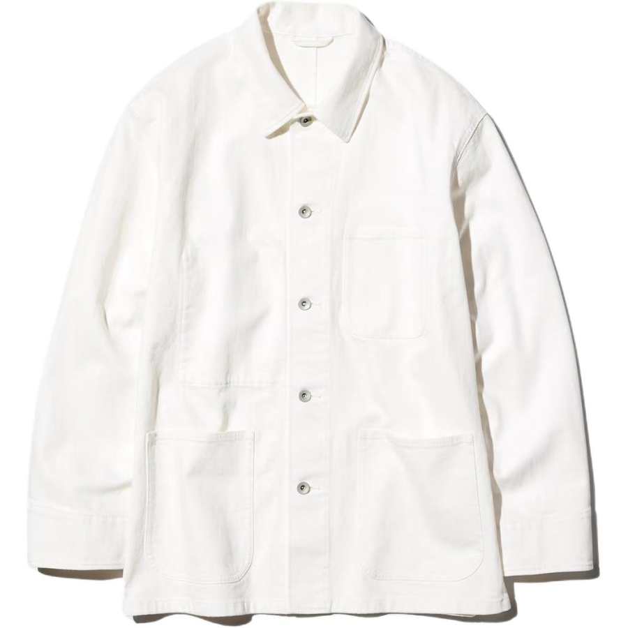 UNIQLO Denim Jackets Unisex Ecru Lapel Moderate Straight Fit