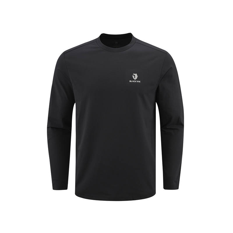 BLACK YAK DESIGNED BY MOUNTAINEERS T Shirts Men's Black Crew Neck Thin