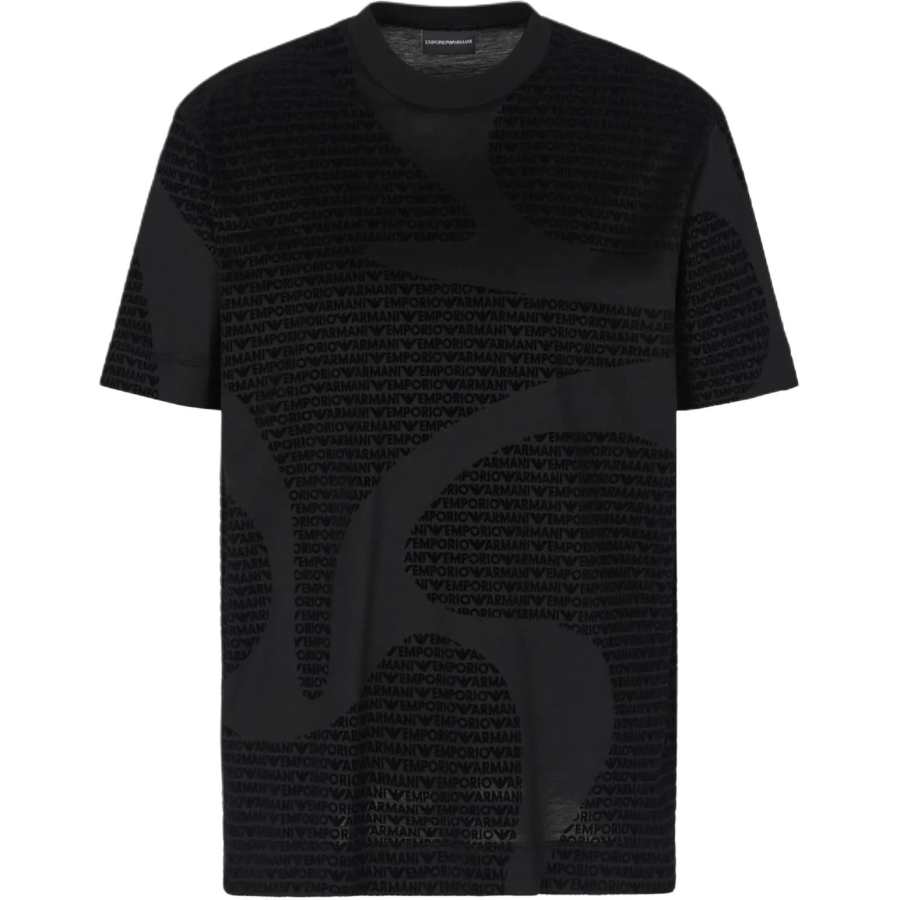 EMPORIO ARMANI All Over Flocked Logo Jersey T Shirt