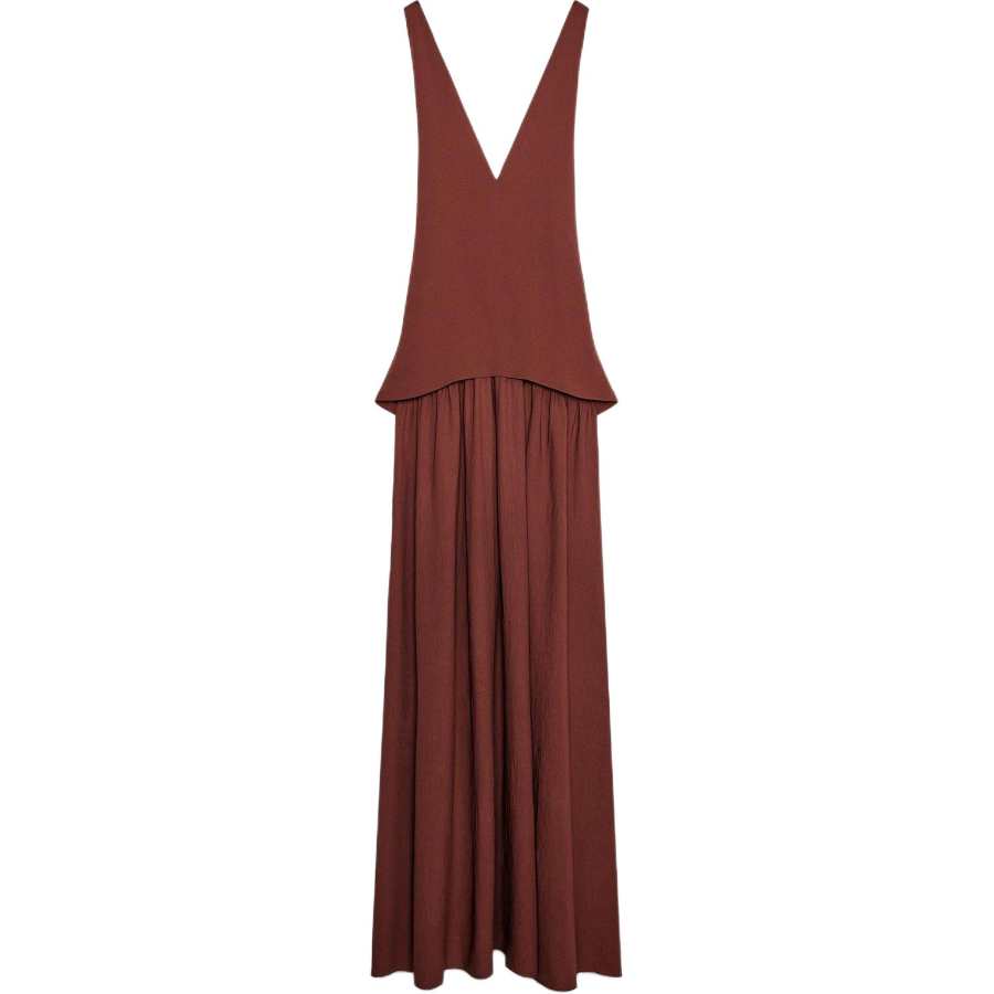 ZARA Sleeveless Dresses Women's Brown V Neck Moderate
