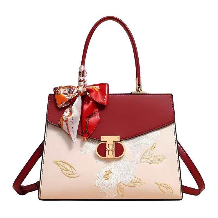 PAYOT Synthetic Leather One Shoulder Handbag Women's Burgundy & White