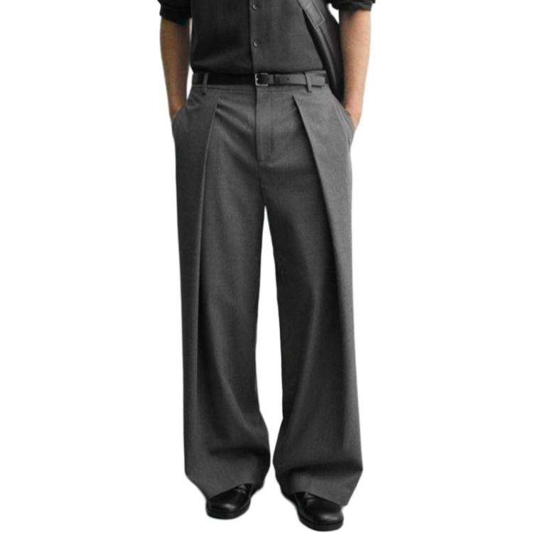 ZARA Casual Pants Men's Gray Moderate Wide Leg Pants