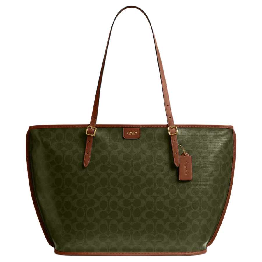COACH COACH Coated Canvas Shoulder Bag Large Women's Olive