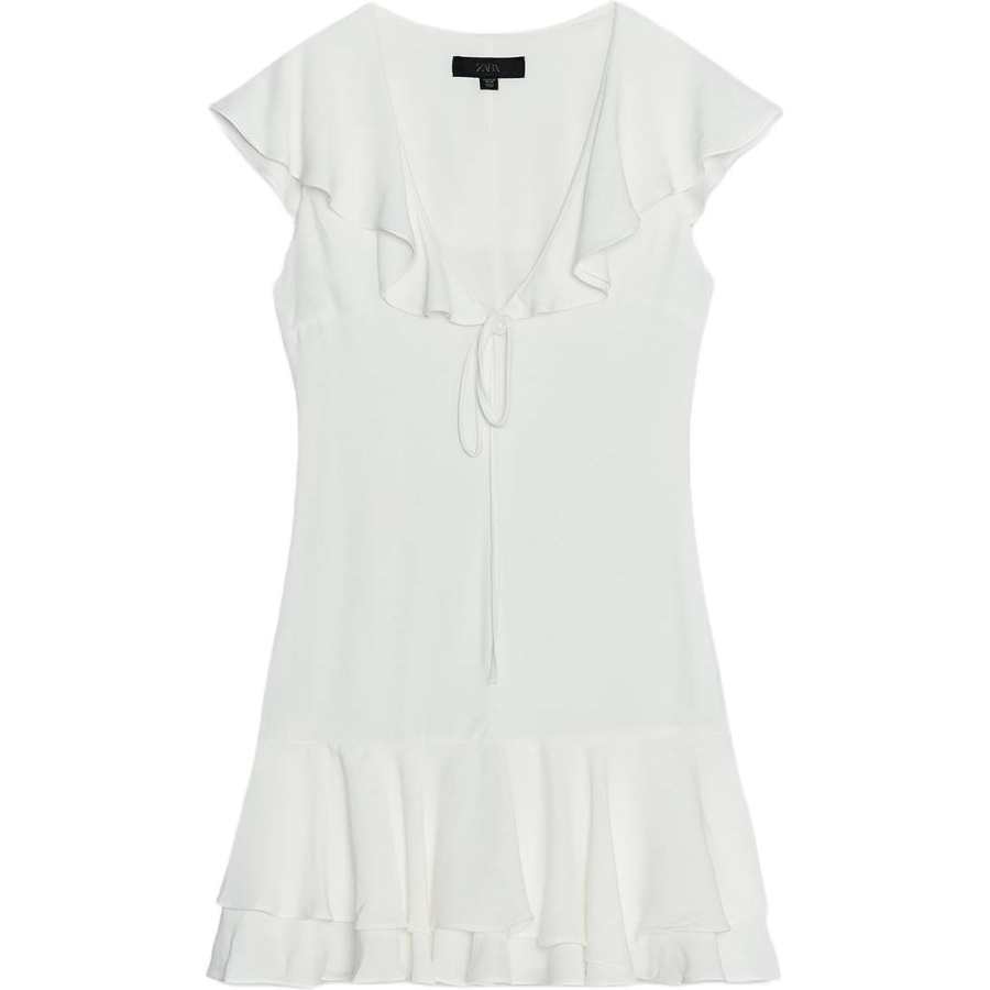 ZARA Sleeveless Dresses Women's White V Neck Moderate