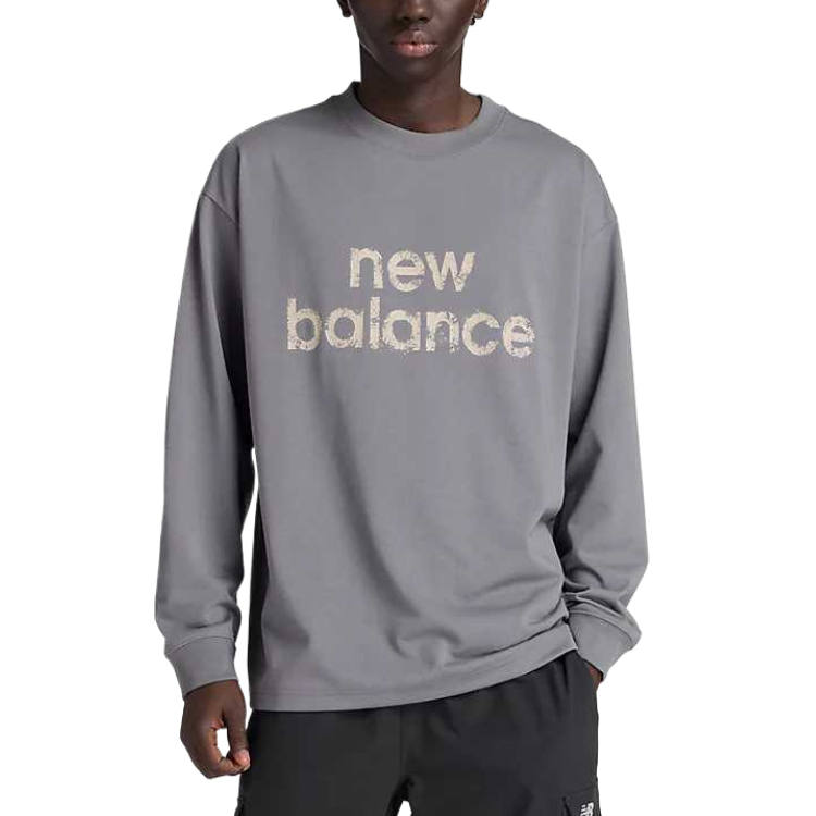 New Balance New Balance T Shirts Men's Gray Crew Neck Moderate Straight Fit