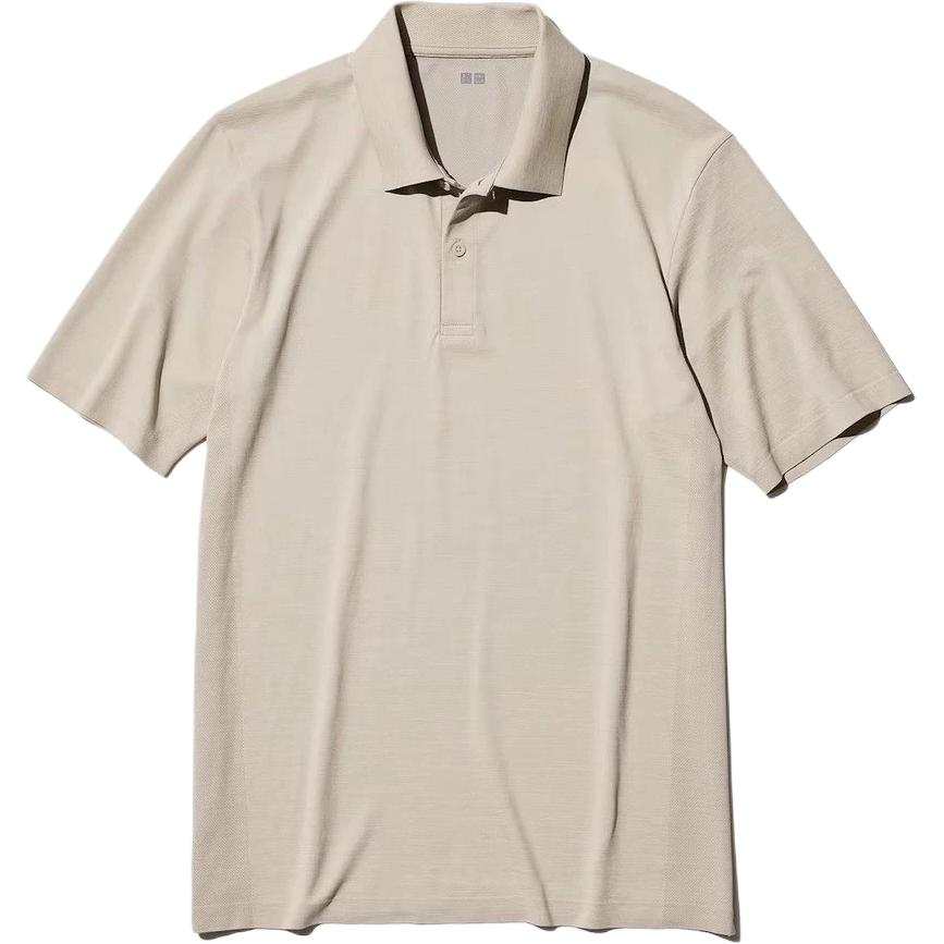 UNIQLO Polo Shirts Unisex Beige Polo Collar Moderate Straight Fit