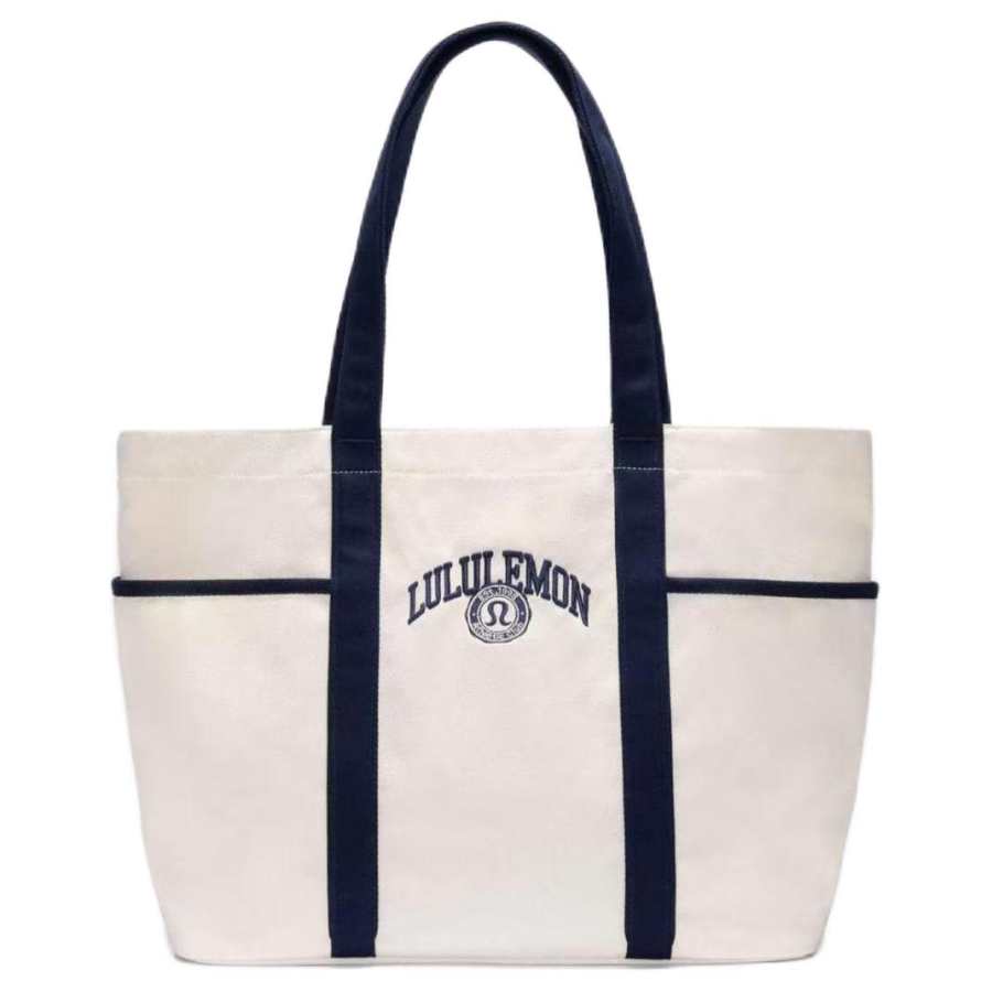 Lululemon Daily Cotton Shoulder Bag Unisex Ivory White & Casual Blue