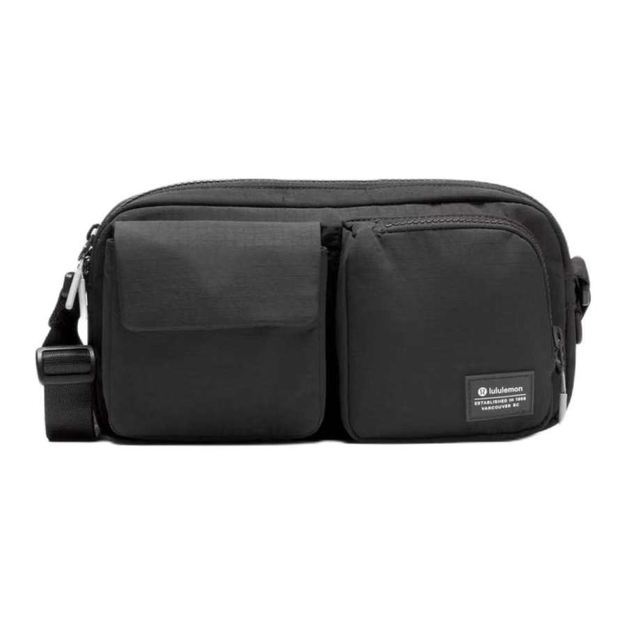 Lululemon Multi Pocket Nylon Crossbody Bags Men's Black & Graphite Gray & Waterdrop Silver