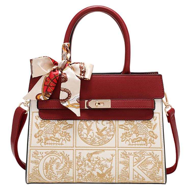 PAYOT Synthetic Leather Shoulder Bag, Crossbody Bag, Handbag Regular Women's Burgundy & White