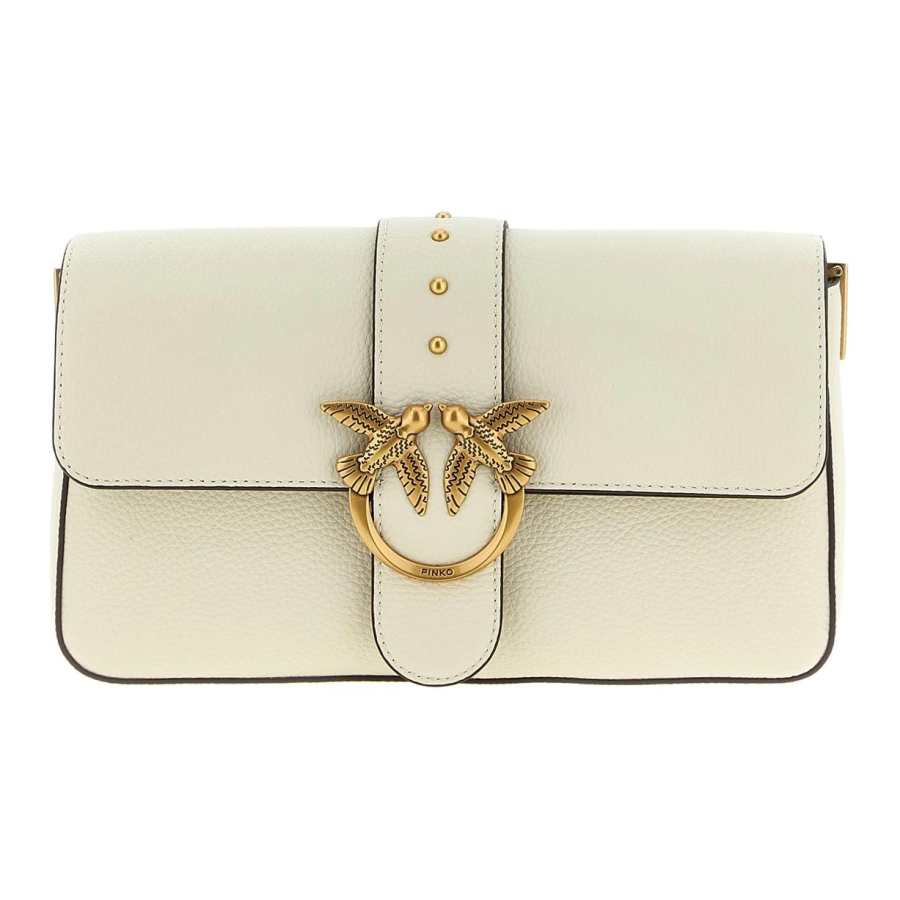 PINKO Love Bag Goatskin Shoulder Bag, Crossbody Bag Medium Women's White