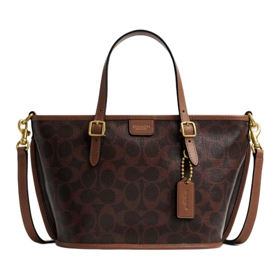 COACH COACH Artificial Leather Handbag Small Women's Maple Brown & Mink Brown