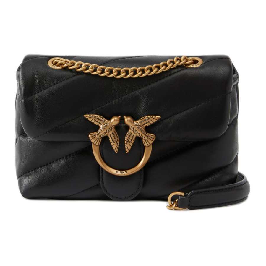 PINKO Puff Sheepskin Bird Bag, Swallow Bag, Crossbody Bag, Shoulder Bag Women's Black