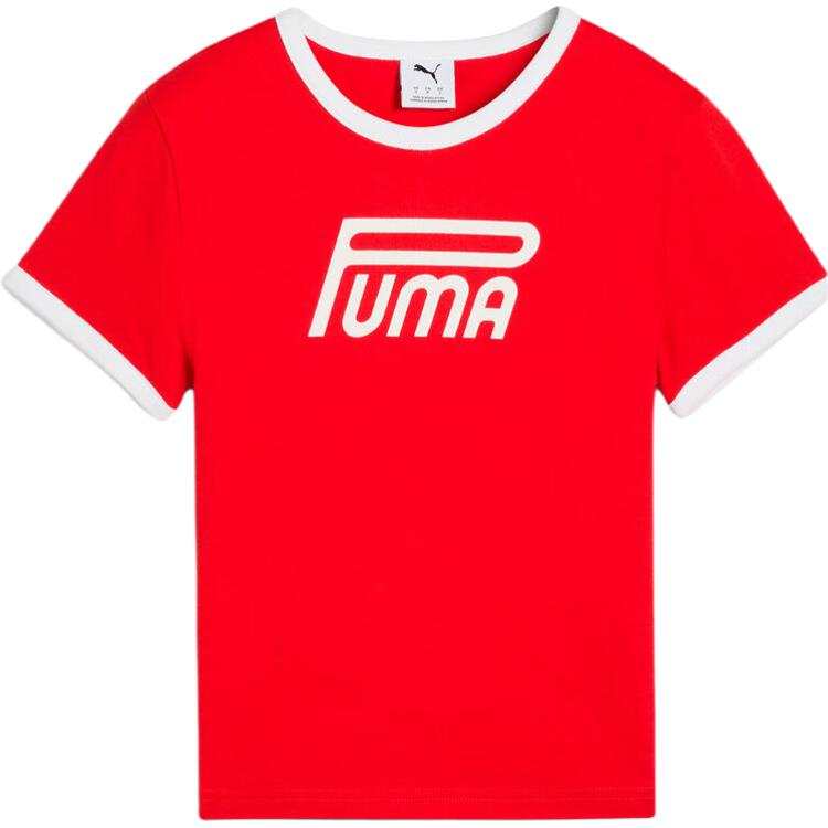 PUMA Archive T Shirts Women's Red Crew Neck Moderate