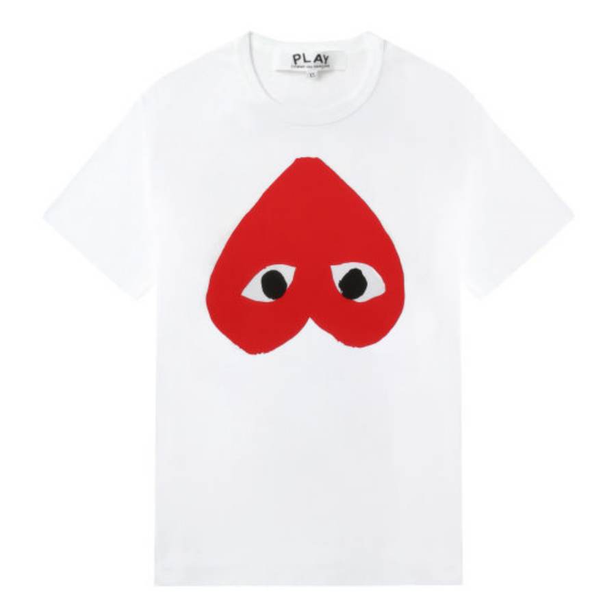 CDG Play T Shirts Unisex White Crew Neck Moderate
