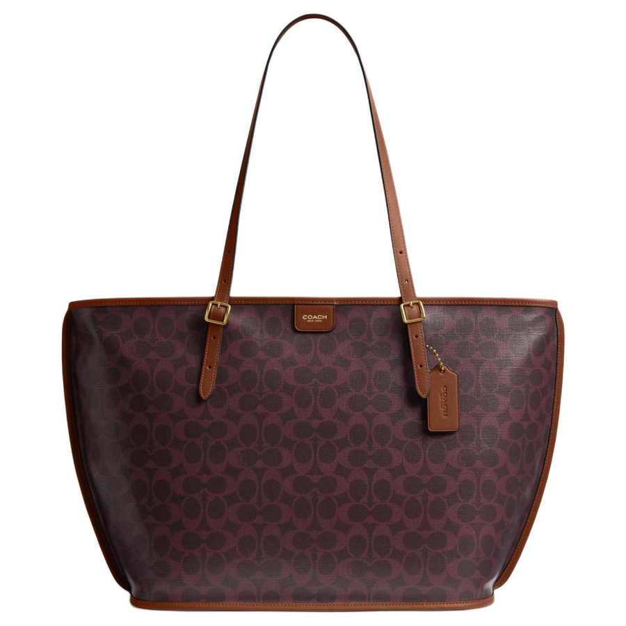 COACH Coated Canvas Tote Bag, Shopping Bag, Shoulder Bag Large Women's Chestnut