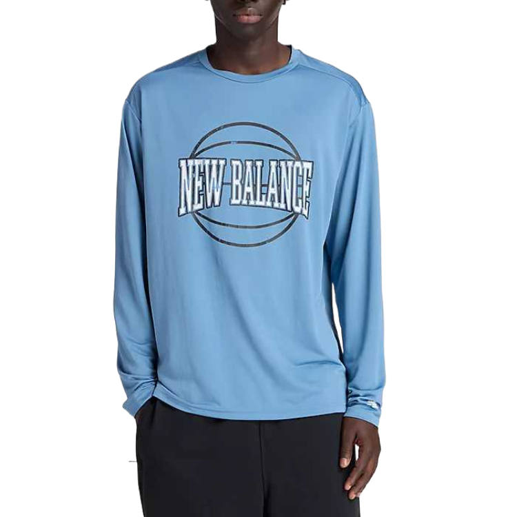 New Balance New Balance T Shirts Men's Blue Crew Neck Moderate Straight Fit
